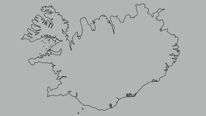 Iceland Outline Map Simple Line Drawing of Icelandic Geography