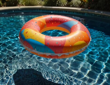 inflatable ring in the pool ,inflatable mattress 