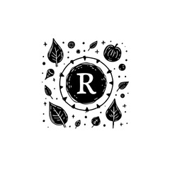 Fototapeta premium Elegant letter R logo design with nature inspired elements, ideal for organic brands