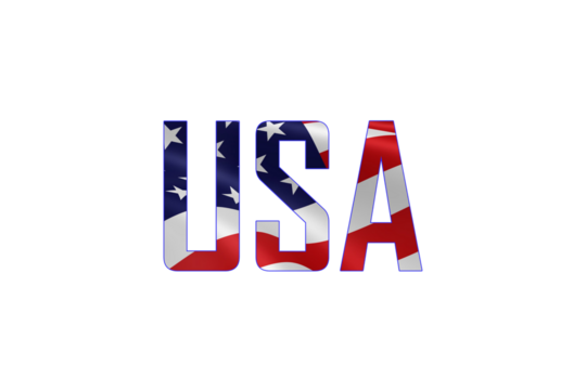 Usa text with american flag design isolated on transparent background