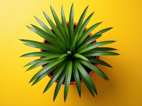 Ponytail Palm on a vibrant background, top view photorealistic plant