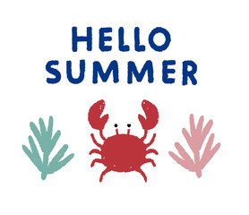 Obraz premium hello summer with crab, coral reef