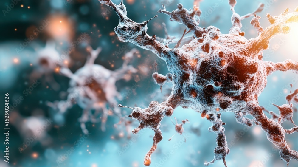 Poster a fascinating microscopic visualization of viruses, capturing their intricate structures and scienti