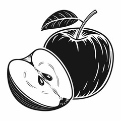 black apple with leaf