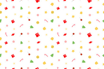 Christmas candy, gift, tree seamless pattern with white background, for background, backdrop, Christmas card, fabric, clothes, 