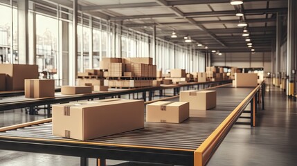 Sorting area where small and large packages are grouped for delivery