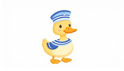 A cute duckling dressed as a sailor, ready for adventure