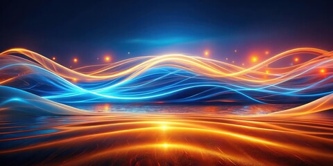 Obraz premium Abstract Luminous Wavescape A Serene Digital Painting of Intertwined Energy and Glowing Sands