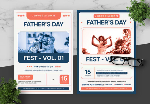 Orange And Blue Father Day Flyer