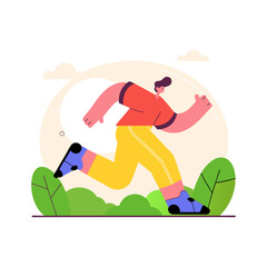 Dynamic Man Running Illustration: Health, Fitness & Outdoor Activity