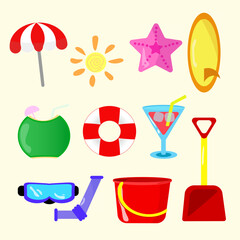 beach icons set