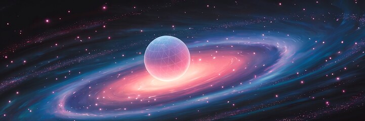Cosmic Orb: A Mesmerizing Galaxy Scene - Nebula, Planet, Space Art