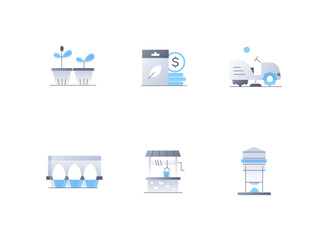 Sustainable living and agriculture - flat design style icons set