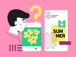 Summer vibe on the blog - social media screens templates illustration