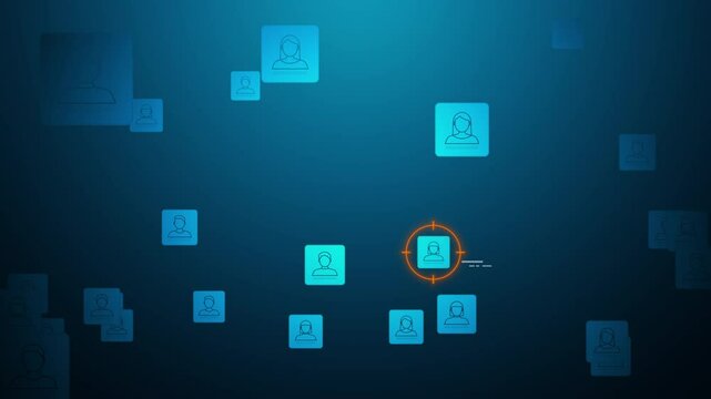 Human profile targeting concept with digital search and identification system, looped animation