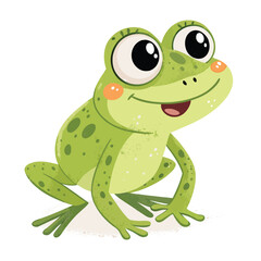 Obraz premium The modern illustration shows an isolated white background with a cute cartoon frog