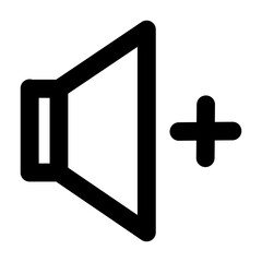 Vector volume up icon in line and minimalist style. Designed for user interfaces, music applications. This SVG icon is fully scalable. A perfect addition to modern digital audio environments.