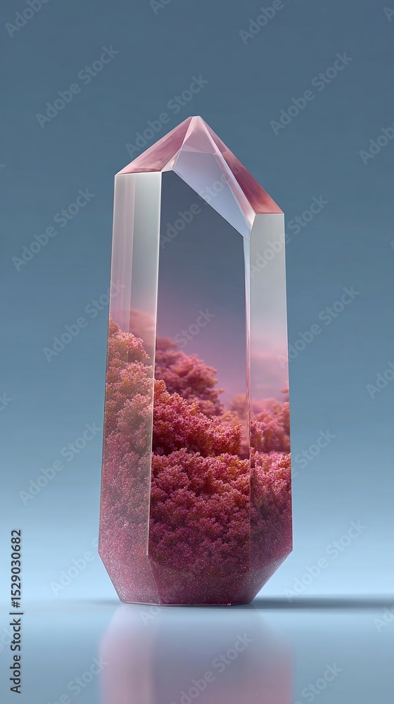 Aufkleber angular obsidian crystal with red inclusions on blue background