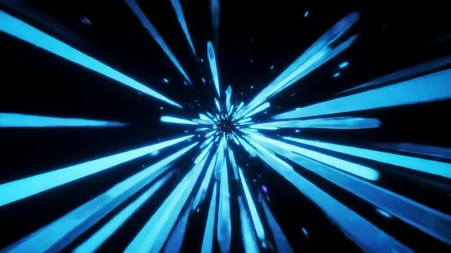 Neon Hyperspace Tunnel with Pulsing Light and Dynamic Streaks