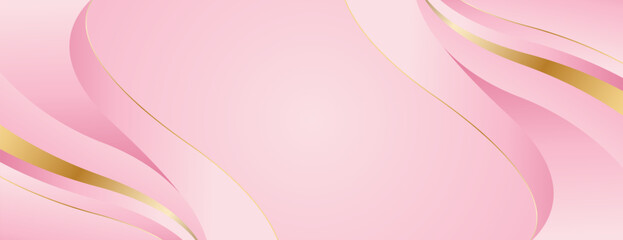 Abstract pink luxury banner background with gold accents. Elegant beauty design for sales, business, events, awards, web banners, templates, pages, headers, and more
