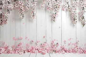 pink flowers on a wooden background