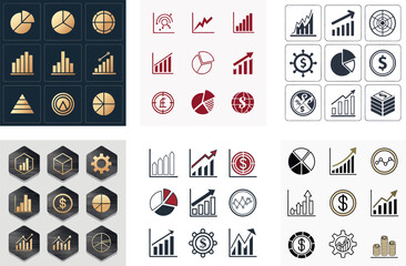 Clean Transparent Background Vector Icons for Financial Insights  