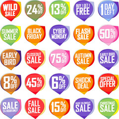Sale banner, discount tag on transparent background, PNG 