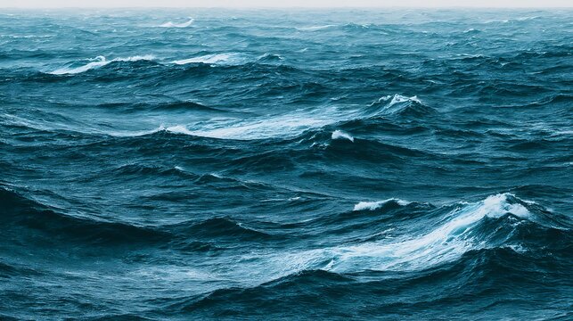 Deep blue sea with turbulent waves