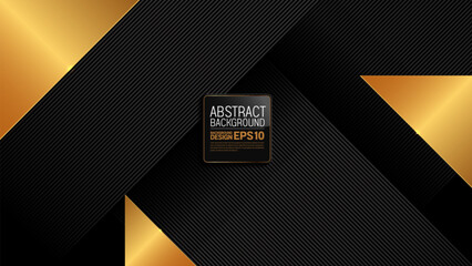 Abstract black and gold background with diagonal lines, 1920x1080 premium vector for marketing, energy and tech design banner, modern clean layout, not generated by AI