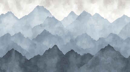 Watercolor landscape of distant mountain range