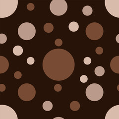 Seamless abstract pattern of circles of different sizes in brown tones.