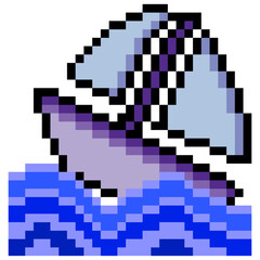Sailboat in pixel art style