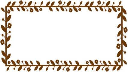 Simple Rectangular Botanical Frame in Brown Line Design (16:9 Ratio)