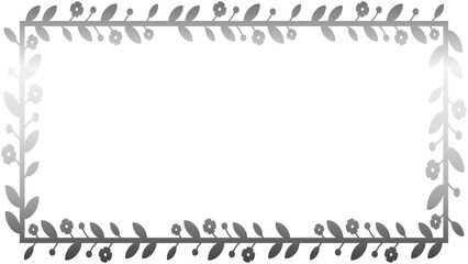 Simple Rectangular Botanical Frame in Silver Line Design (16:9 Ratio)