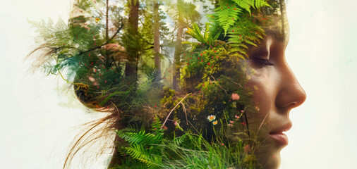 environmentally concept, woman's natural face profile