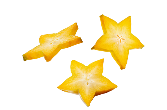 star fruit slices on transparent background