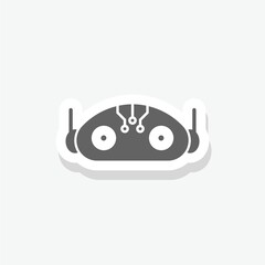 Smart AI robot icon sticker isolated on gray background