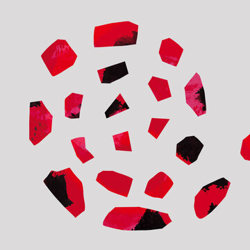 Modern art graphic illustration of red and black shapes