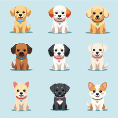 Kawaii Cartoon Dogs – Cute Vector Puppies for Kids & Design Projects