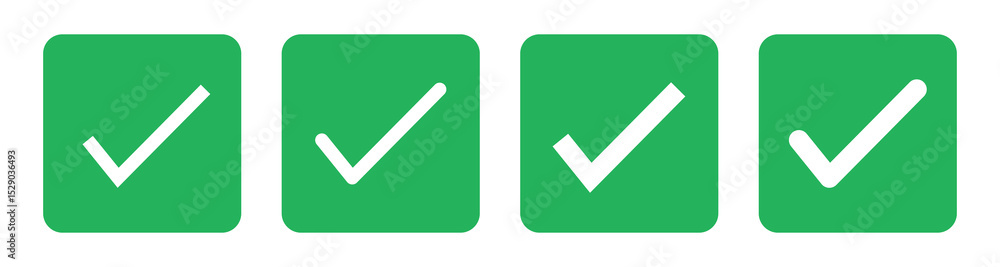 Fototapete check box icon with correct, accept checkmark icons tick box checked. green check mark icon vector s
