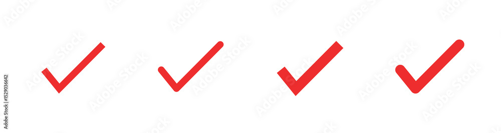 Aufkleber check mark vector icon set. correct or right tick mark sign. red checkmark for checklist. accept and