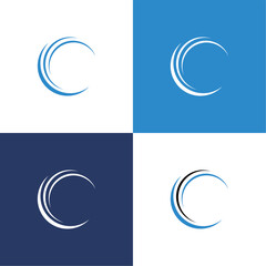 circle sphere logo, A semicircular graphic element with several curved lines in a gradient blue from dark to light, giving a dynamic and modern impression.