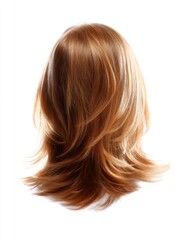 Fototapeta premium Beautiful long hairstyle featuring soft waves and a rich auburn color. This image showcases a trendy and stylish hair look. Perfect for fashion or beauty content. AI