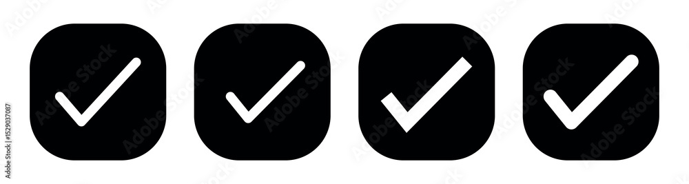 Poster black check mark icon vector set. black tick check mark icon. set of black check mark isolated vecto