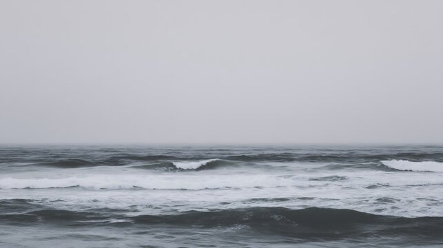 Gloomy sea horizon moody grey tones - Powered by Adobe