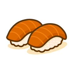 Simple Flat Style Salmon Nigiri Sushi Japanese Traditional Food Cuisine