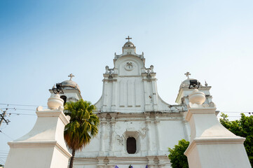 Low view of Our Lady of Sorrow Parish