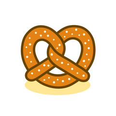 Simple Flat Style Pretzel Food With Salt Illustration Graphic Element