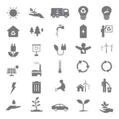 Eco transport icons for electric vehicles, cycling, and clean mobility