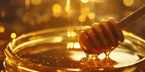 Honey Dipper in Jar Golden Nectar Sweet Texture